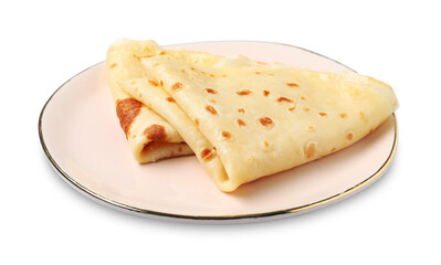 Delicious fresh folded crepes isolated on white