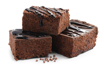 Delicious chocolate puffed rice bars isolated on white