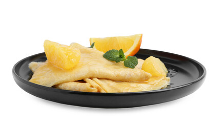 Delicious Crepes Suzette dessert isolated on white