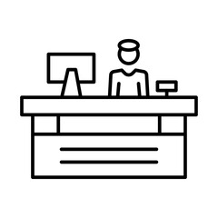 cashier table icon Black and white logo