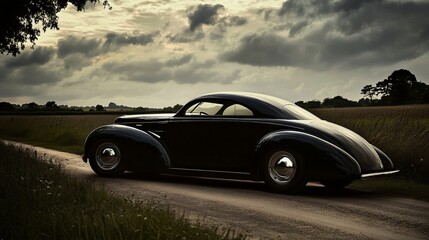 Fototapeta premium Immerse yourself in the sleek lines and timeless elegance of the iconic 1940 coupe, captured in stunning 4K wallpaper. 