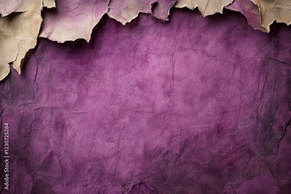 Aufkleber textured background featuring torn edges of colorful parchment and deep purple paper in artistic com
