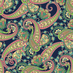 Vintage floral background. Damask paisley seamless vector pattern