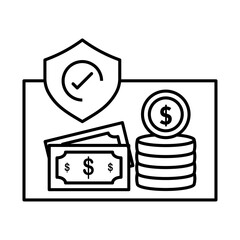 Money Insurance icon Black and white logo