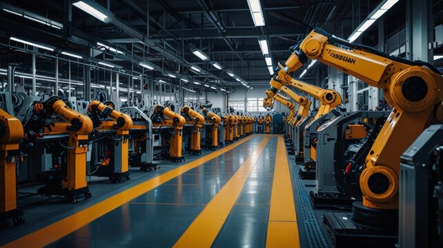 Automated Robotic Assembly Line in Modern Factory