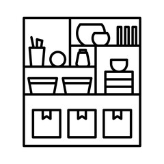 Shelves Storage icon Black and white logo