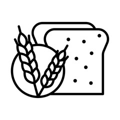 Slice of a wheat bread icon Black and white logo