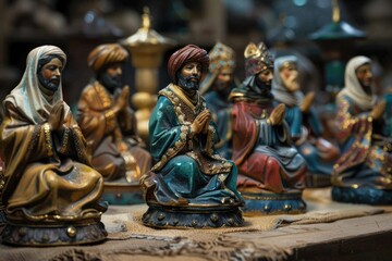 Fototapeta premium Figures from Arab history worship idols from religious stories