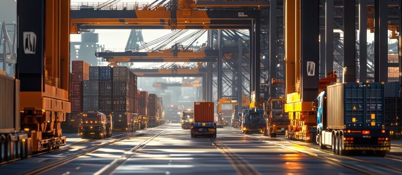 Global Trade: Container Ships at Golden Hour Dock