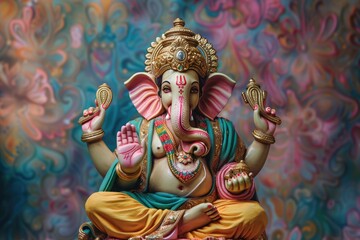 Illustration of Lord Ganpati for Ganesh Chaturthi festival in India