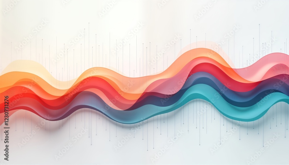 Poster colorful volumetric charts. abstract illustration with smooth curves, layers. multi-colored wave pat