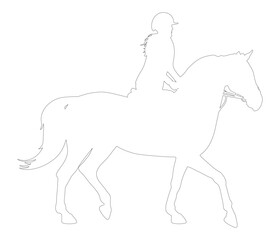 Contour of jockey and horse, equestrian sport. Vector illustration