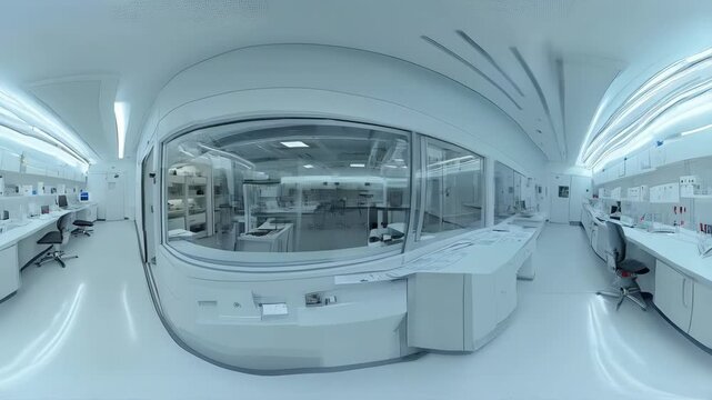 Advanced robotics in futuristic laboratory setting for innovative research