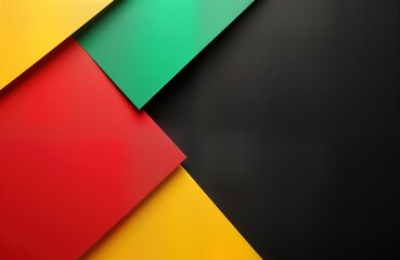 Abstract geometric design using black red yellow, green colors. Modern, minimalist design. Blank space for adding text. Suitable for various applications. Ideal for social media posts presentations