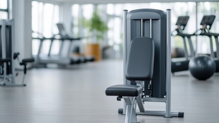 Modern Gym Interior with Exercise Equipment and Weight Machine for Fitness and Strength Training