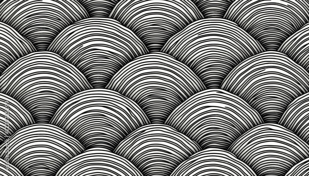 Aufkleber abstract black, white pattern resembling overlapping concentric circles. wave-like forms create repe