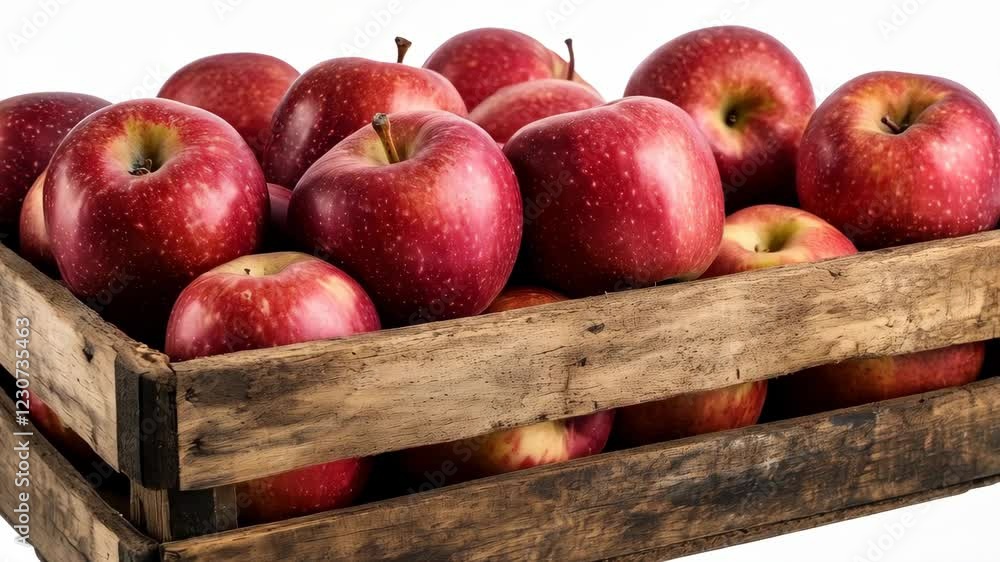 Poster fresh red apples transitioning from boxed to open display