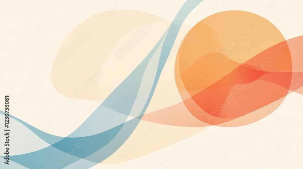 Poster abstract background with flowing pastel waves and circles.