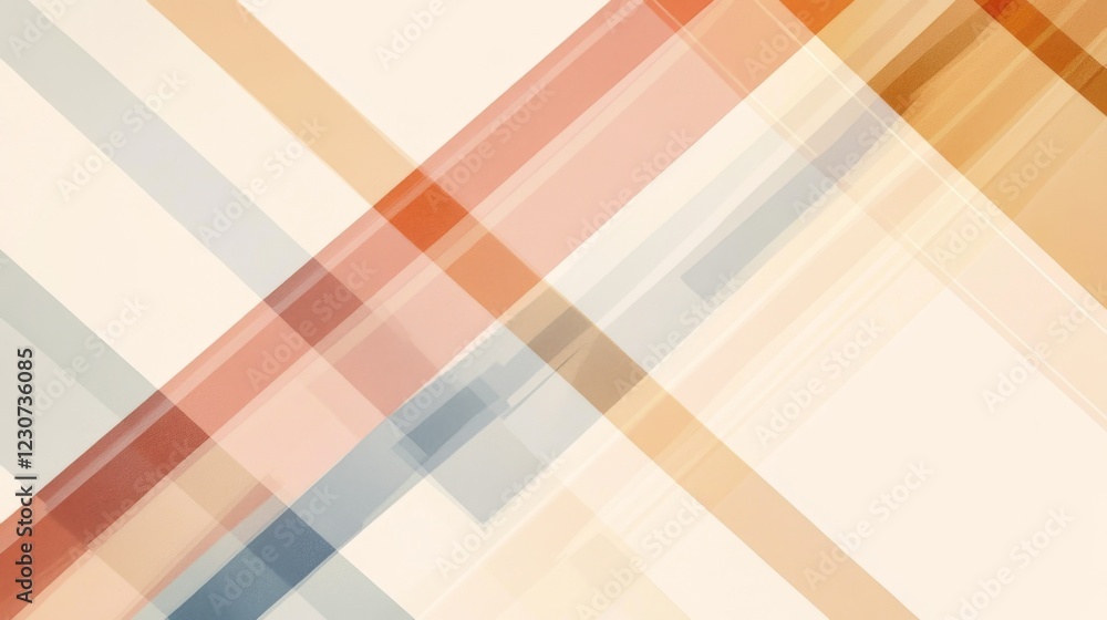 Poster abstract background with intersecting diagonal lines in muted orange, beige, and gray tones.