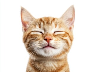 Obraz premium Purrfectly Content Orange Tabby Cat with Eyes Closed