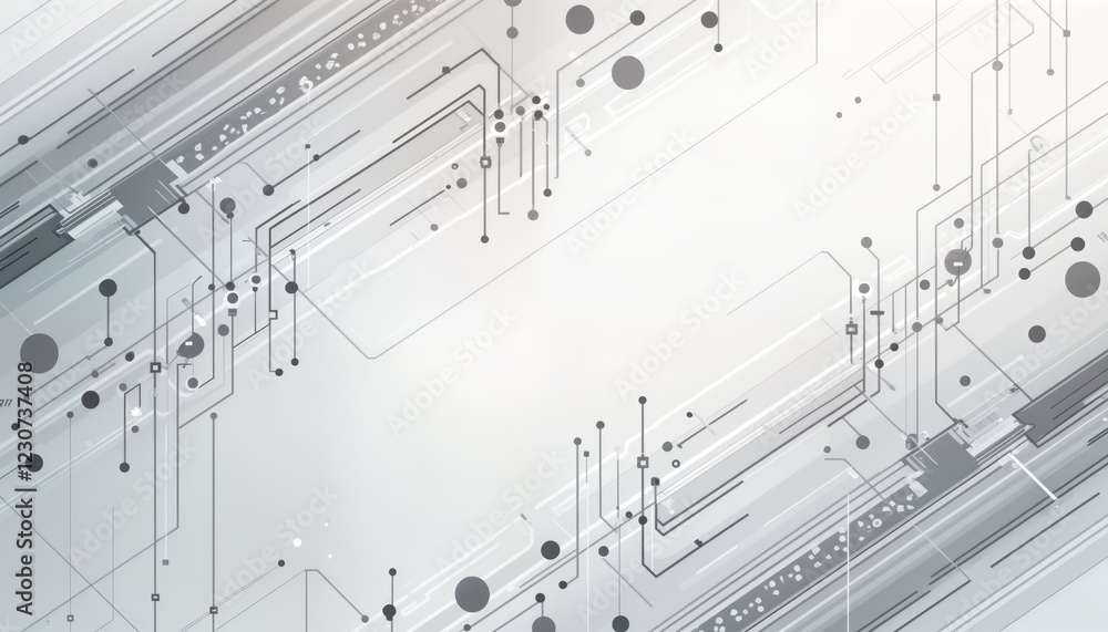 Poster abstract grey circuit lines form complex pattern on white background. futuristic tech design evokes 