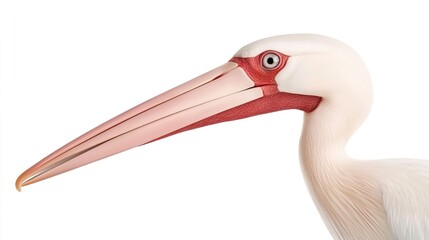 Obraz premium Close-Up View of Elegant White Pelican with Long Bill and Eye
