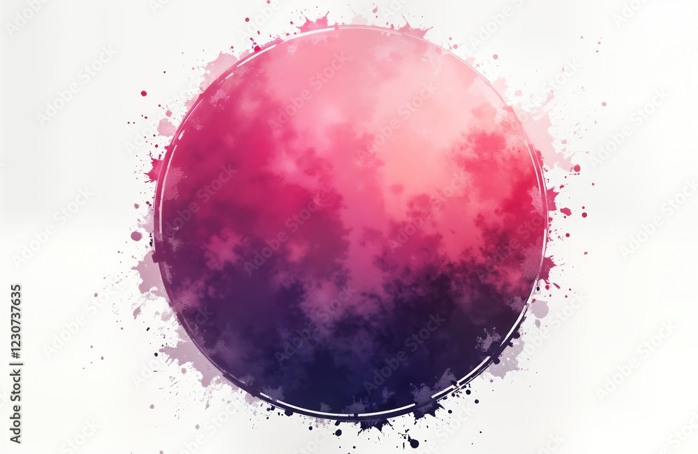Poster abstract circle shape with pink, purple gradient. blurry noise texture. artistic design element. mod