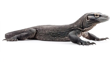 Fototapeta premium Detailed and Majestic Monitor Lizard on White Background