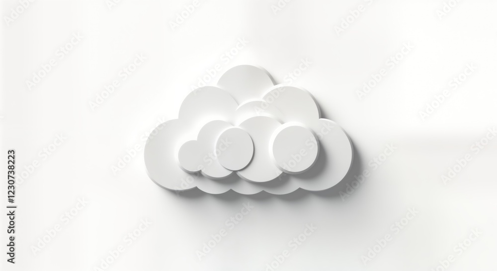 Poster abstract white cloud design. fluffy cloud shape with shadows. minimalist style. creative graphic ele