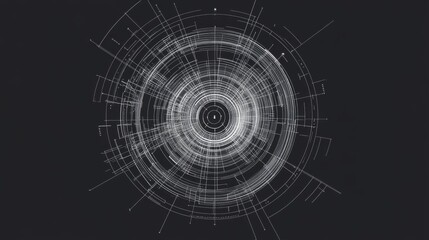 Obraz premium Abstract concentric circles design, digital technology concept.