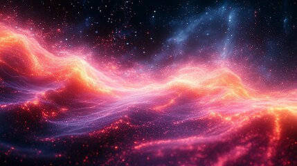 Obraz premium Vibrant cosmic waves of light and energy flowing through a starry universe backdrop