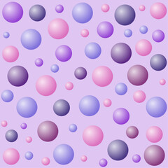 Pink, purple, and blue floating circles in a seamless repeat pattern - Vector Illustration