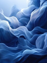 Obraz premium Blue silk flowing, studio backdrop, abstract swirls, design