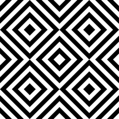 Fototapeta premium Geometric black and white diamond pattern. Repeating design of intersecting lines creating nested squares.