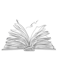 Continuous line drawing of book opening isolated transparent background