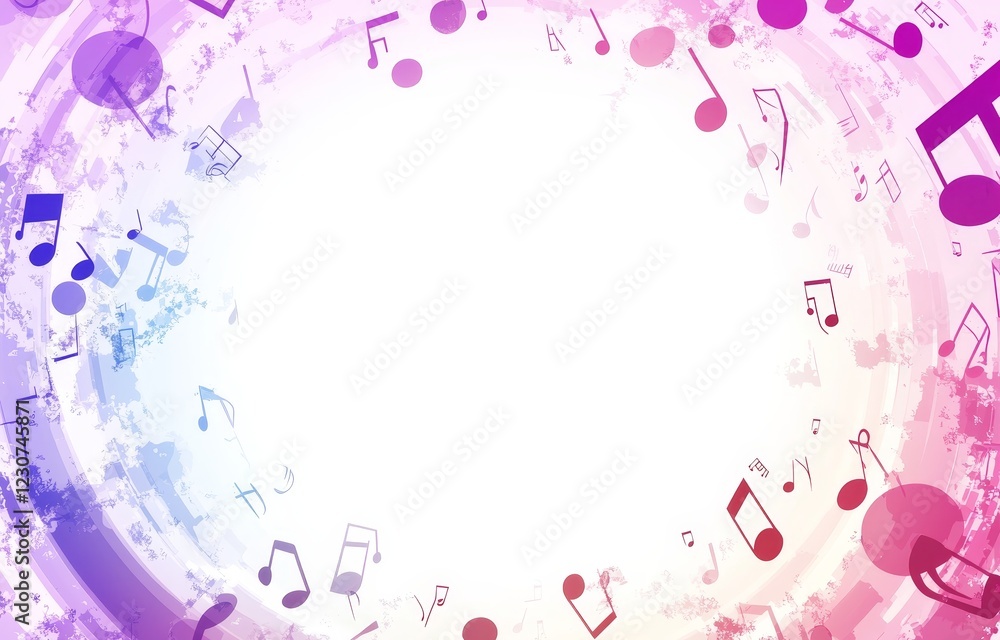 Aufkleber conceptualizing a modern banner and poster with a dynamic display of musical notes intertwined with 