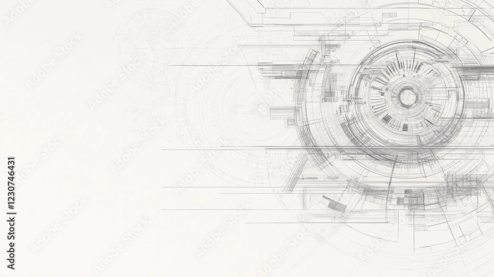 Poster abstract technological background with gray gears and lines.