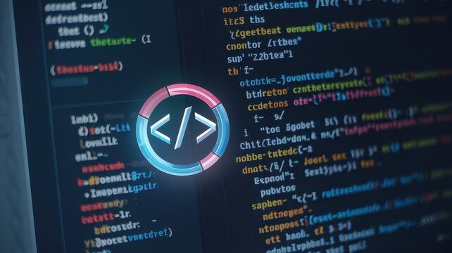 Coding, Programming, Software Development: Abstract Close-up of Code on a Screen