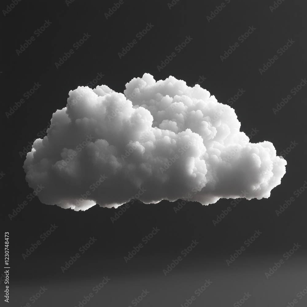 Poster a fluffy cloud floats in mid air, creating a calm and serene effect against the dark backdrop
