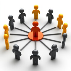 Individuals gather in a circle with one standing out, showcasing connection and teamwork