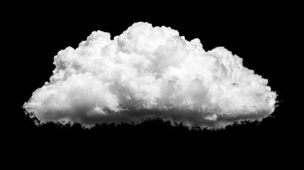 A large white cloud appears fluffy and soft against a completely black backdrop, creating a striking contrast
