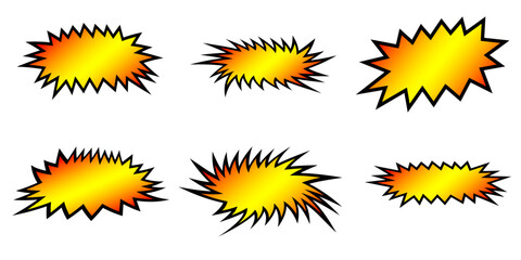 Set of abstract starburst bubble in yellow, orange, and black - Vector Illustration