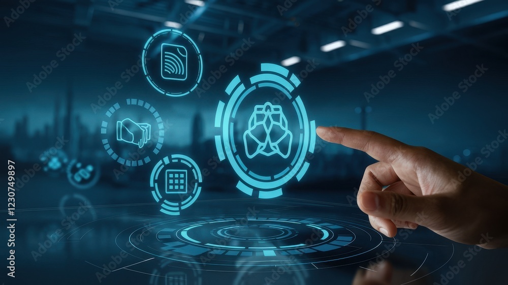 Aufkleber digital transformation and innovation: interactive technology interface