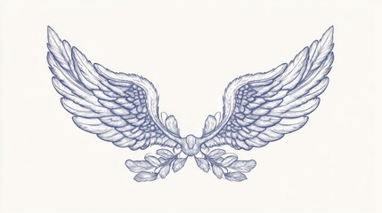 Fototapeta premium Detailed sketch of symmetrical wings with floral detail.