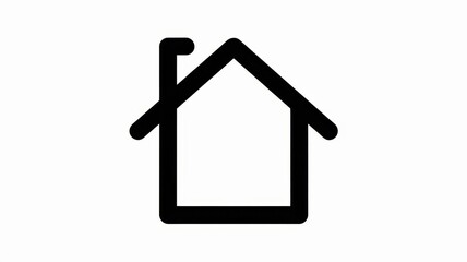 Stylized black and white house icon with a minimalist design, symbolizing home and shelter.