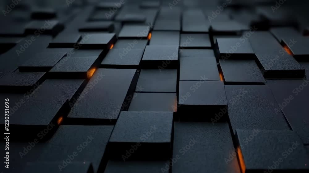 Aufkleber dynamic movement of interlocking black tiles with glowing highlights