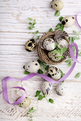 Easter decoration with quail eggs