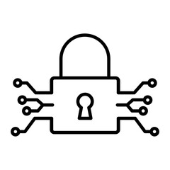 Cybersecurity lock icon representing data protection, encryption, and digital security for networks, online safety, and secure communication in modern technology.