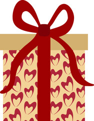 Valentine's Day Gift Box Illustration with Heart Pattern