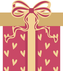 Valentine's Day Gift Box Illustration with Heart Pattern